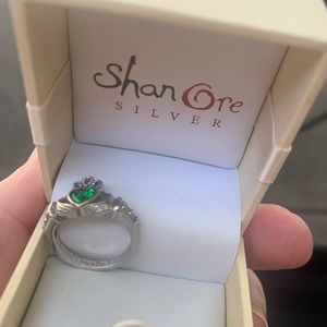 New Green/May SSilver Claddagh Ring Size 6